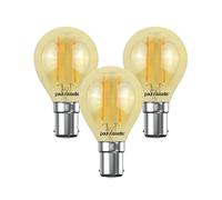 paul russells LED Filament Golf Ball Light Small Bayonet Cap B15, 20W Equivalent G45 Bulbs, 2.5W 200LM LED 2200K Amber Lamps, Home Ceiling Chandelier Energy Saving Lightbulbs, Pack of 3