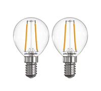 Paul Russells LED Filament Golf Ball Light Small Edison Screw E14, 25w Equivalent 2.5W 250LM Mini Globe G45 LED Bulbs, 2700K Warm White, Energy Saving Chandelier Non-Dimmable Lightbulbs, 2 Pack
