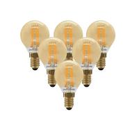 paul russells LED Filament Golf Ball Light Small Edison Screw E14, 35W Equivalent G45 Bulbs, 4.5Watt 400LM LED SES 2200K Amber Lamps, Home Ceiling Chandelier Energy Saving, (Not Dimmable) Pack of 6