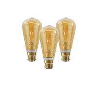 paul russells LED Filament ST64 - Dimmable Bayonet Cap Fittings B22 LED Bulbs, 7Watt 725Lumens Antique Light Bulbs, 60w Equivalent, 2200K Extra Warm White Dimmer BC Energy Saving Décor Lamps, 3 Pack