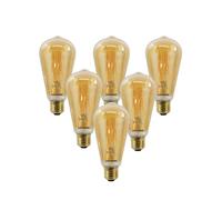 paul russells LED Filament ST64 - Dimmable Edison Screw Fittings E27 LED Bulbs, 7Watt 725Lumens Antique Light Bulbs, 60w Equivalent, 2200K Extra Warm White Dimmer ES Energy Saving Décor Lamps, 6 Pack
