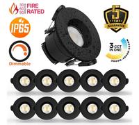 Paul Russells Led Fire Rated Downlights, Black Bezel, 6W 550 Lumens, Ip65, Cct3 3000K Warm-4000K Cool-6500K Day Light, Pack Of 10