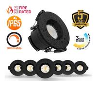Paul Russells Led Fire Rated Downlights, Black Bezel, 6W 550 Lumens, Ip65, Cct3 3000K Warm-4000K Cool-6500K Day Light, Pack Of 6