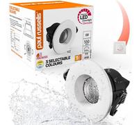 Paul Russells Led Fire Rated Downlights, White Bezel, 6W 550 Lumens, Ip65, Cct3 3000K Warm-4000K Cool-6500K Day Light, Pack Of 1