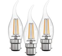 paul russells LED Flame Candle Filament Bulbs - Pack of 3 - 4.5W 40W Equivalent 470LM Lumens 2700K BC B22 Bayonet Cap C35T - Super Bright Energy Saving Light Non-Dimmable Warm White Lamp