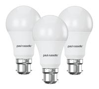 paul russells LED GLS Bayonet Cap BC, 75w Equivalent, 9.5watt 1055LM LED Bulbs, 6500K Bright Daylight, Classic Frosted A60 Standard B22 Energy Saving (Not Dimmable) Large Globe Lights, 3 Pack