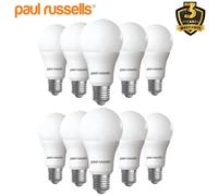 paul russells E27 Edison Screw LED Light, 13W = 100W Equivalent Bulbs, 1521LM Lumens, 2700K Standard ES A60 LED GLS - Bright Large Energy Saving Non-Dimmable Lightbulbs, Warm White Frosted, Pack of 10