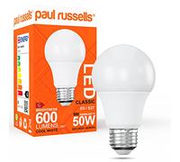 paul russells LED GLS Light Edison Screw ES, 50w Equivalent, 8W 600LM LED Bulbs, 4000K Cool White Lamps, Classic Frosted A60 Standard E27 Energy Saving Globe Non-Dimmable Lightbulbs, Pack of 1