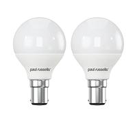 paul russells LED Golf Ball Light Small Bayonet Cap B15, 40watt Equivalent, 4.9W 470Lumens LED Bulbs, 2700K Warm White, Mini Globe Frosted G45 SBC Energy Saving (Not Dimmable) Chandelier Lamps, 2 Pack