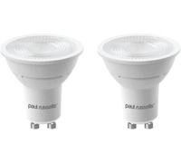 paul russells LED GU10 - Dimmable Fittings Frosted Spot Lightbulbs, 4.5W 345 Lumens LED Bulbs, 50w Equivalent, 6500K Daylight Bright White, Dimmer Energy Saving 38° Ceiling Spotlights, 2 Pack