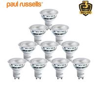 paul russells LED Glass GU10 - Dimmable Fittings Spot Lightbulbs, 4.5W 345 Lumens LED Bulbs, 50w Equivalent, Bright 2700K Warm White, Dimmer Energy Saving 38° Ceiling Spotlights, 10 Pack