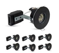 6X Paul Russells Gu10 Fir Downlight Black Bezel Recessed Ceiling Downlight Ip65 Twist & Lock Can Fitting