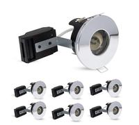 paul russells LED GU10 Recessed Ceiling Fir Downlight Can with Polished Chrome Bezel, 65-70mm Cutout, IP65 Dust & Waterproof, Twist & Lock Design, Quick Connect, Décor Rooms, 6 Packs (NO Bulb)