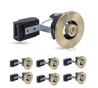 paul russells LED GU10 Recessed Ceiling Fire Rated Downlight Can with Antique Brass Bezel, IP20, Twist & Lock Design, 65-70mm Cutout, Quick Connection, Decor for Rooms, Hallways, 6 Packs (No Bulb)