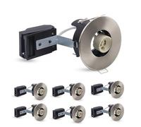 paul russells LED GU10 Recessed Ceiling Fire Rated Downlight Can with Satin Nickel Bezel, IP20, Twist & Lock Design, 65-70mm Cutout, Quick Connection, Decor for Rooms, Hallways, 6 Packs (No Bulb)