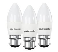 paul russells LED Light Bayonet Cap B22, 40w Equivalent Bulbs, 4.9W 470LM LED Bulbs, 6500K Daylight Lamps, Frosted C37 BC Candle Energy Saving Light Bulbs Pack of 3