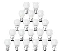paul russells LED Light Bayonet Cap B22, 60w Equivalent, 6.5W 806 Lumens LED Bulbs, 2700K Bright Warm White, Mini Globe Frosted G45 BC Golf Ball Energy Saving (Not Dimmable) Lightbulbs, Pack of 20
