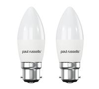 paul russells LED Light Bayonet Cap B22, 60watt Equivalent, 6.5W 806LM LED Bulbs, 4000K Natural Cool White, Frosted C35 BC Candle Energy Saving Non-Dimmable Chandelier Lightbulbs, Pack of 2