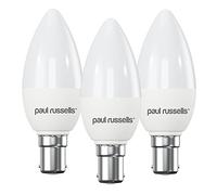 paul russells LED Light Small Bayonet Cap B15, 40watt Equivalent, 4.9W 470LM LED Bulbs, 2700K Bright Warm White, Frosted C35 SBC Candle Energy Saving Non-Dimmable Chandelier Lightbulbs, 3 Pack