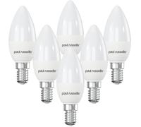 paul russells LED Light Small Edison Screw E14, 40watt Equivalent, 4.9W 470LM LED Bulbs, 2700K Bright Warm White, Frosted C35 SES Candle Energy Saving Non-Dimmable Chandelier Lightbulbs, 6 Packs