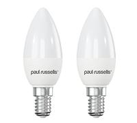 paul russells LED Light Small Edison Screw E14, 60watt Equivalent, 6.5W 806LM LED Bulbs, 4000K Natural Cool White, Frosted C35 SES Candle Energy Saving Non-Dimmable Chandelier Lightbulbs, 2 Pack