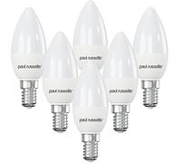 paul russells LED Light Small Edison Screw SES, 25w Equivalent, 2.5watt 250LM LED Bulbs, 2700K Warm White Lamp, Frosted C37 Candle E14 Energy Saving (Not Dimmable) Chandelier Lightbulbs, 6 Pack
