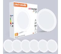 paul russells LED Panel Light, Bathroom Spot Lights Ceiling - P001 - Daylight (6500K) (24W White, Diameter 215mm, Cutout 195-205mm, 6 Pack)