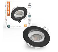 paul russells LED Recessed Ceiling Downlight, 3000K 4.8W 390lm Cutout 68-74mm Round Black, IP44, Adjustable Tilt (Not Dimmable) 38° Spotlight for Kitchen, Bathroom, Bedroom, Hallway Lights - 1 Pack