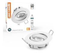 paul russells LED Recessed Ceiling Downlight, 3000K 4.8W 390lm Cutout 68-74mm Round White, IP44, Adjustable Tilt (Not Dimmable) 38° Spotlight for Kitchen, Bathroom, Bedroom, Hallway Lights - 1 Pack