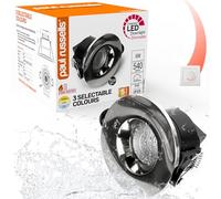 paul russells LED Recessed Downlight, Dimmable Warm/Cool/Day White 3 Adjustable CCT, 6Watt, IP65 Water, Dust & Fireproof Round Spotlight with Fixed Bulb and Brush Nickel Bezel Ceiling Lights, 1 Pack