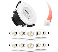paul russells LED Recessed Downlight, Dimmable Warm/Cool/Day White 3 Adjustable CCT, 6Watt, IP65 Water, Dust & Fireproof Round Spotlight with Fixed Bulb and White Bezel Ceiling Lights, 10 Packs