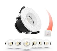 paul russells LED Recessed Downlight, Dimmable Warm/Cool/Day White 3 Adjustable CCT, 6Watt, IP65 Water, Dust & Fireproof Round Spotlight with Fixed Bulb and White Bezel Ceiling Lights, 6 Packs