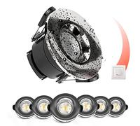 paul russells LED Recessed Downlight, Dimmable Warm/Cool/Day White 3 Adjustable CCT, 6Watt, IP65 Water, Dust & Fireproof Round Spotlight with Fixed Bulb and Brush Nickel Bezel Ceiling Lights, 6 Packs