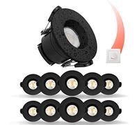 paul russells LED Recessed Downlight, Dimmable Warm/Cool/Day White 3 Adjustable CCT, 6Watt, IP65 Water, Dust & Fireproof Round Spotlight with Fixed Bulb and Black Bezel Ceiling Lights, 10 Packs