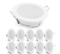 paul russells LED Recessed Downlights, 4.8Watt 390LM, Warm White 3000K, IP65 Rated, Not Dimmable, Round Spotlights for Kitchen, Living & Bathroom, Hallways Ceilings - Pack of 10 (White)