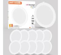 Paul Russells Led Round Panel Ceiling Lights, 18W 1980 Lumens, Spotlights, Ip20, 4000K Cool White, Pack Of 10