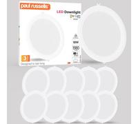 Paul Russells Led Round Panel Ceiling Lights, 18W 1980 Lumens, Spotlights, Ip20, 6500K Day Light, Pack Of 10