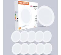 Paul Russells Led Round Panel Ceiling Lights, 24W 2450 Lumens, Spotlights, Ip20, 4000K Cool White, Pack Of 10