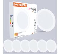 Paul Russells Led Round Panel Ceiling Lights, 24W 2450 Lumens, Spotlights, Ip20, 6500K Day Light, Pack Of 6