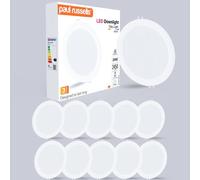 Paul Russells Led Round Panel Ceiling Lights, 24W 2450 Lumens, Spotlights, Ip20, 6500K Day Light, Pack Of 10