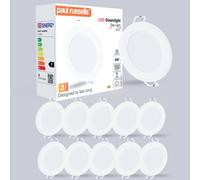 Paul Russells Led Round Panel Ceiling Lights, 6W 550 Lumens, Spotlights, Ip20, 6500K Day Light, Pack Of 10