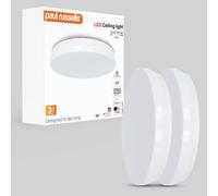 Paul Russells Led Round Panel Modern Ceiling Lights, 12W 1200 Lumens, Ip44, 4000K Cool White, Pack Of 2