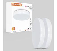 Paul Russells Led Round Panel Modern Ceiling Lights, 12W 1200 Lumens, Ip44, 6500K Day Light, Pack Of 2