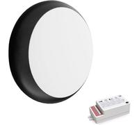 paul russells LED Ceiling & Wall Light Slimline Bulkhead, Adjust 12W/16W/20W - 120Lm/W, 3CCT 3000K/4000K/6500K, IP65, Black Bezel, Modern Security Sensor Light for Commercial, Hallway, Outdoor