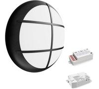 Paul Russells Led Slimline Bulkhead Light 12W 16W 20W 3Cct Ip65 Black Grill Bezel 3Hr Emergency Sensor Wall Ceiling Outdoor
