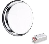 paul russells LED Ceiling & Wall Light Slimline Bulkhead, Adjust 12W/16W/20W - 120Lm/W, 3CCT 3000K/4000K/6500K, IP65, Chrome Bezel, Modern Security Sensor Light for Commercial, Hallway, Outdoor