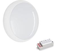 paul russells LED Ceiling & Wall Light Slimline Bulkhead, Adjust 12W/16W/20W - 120Lm/W, 3CCT 3000K/4000K/6500K, IP65, White Bezel, Modern Security Sensor Light for Commercial, Hallway, Outdoor
