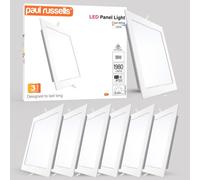 Paul Russells Led Square Panel Ceiling Lights, 18W 1980 Lumens, Spotlights, Ip20, 4000K Cool White, Pack Of 6