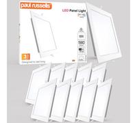 paul russells Ultra Slim LED Recessed Ceiling Spotlights - 18W Daylight White (6500K) IP20, Cutout 200-205mm, Square Downlight for Kitchen, Bathroom, Living Room and more ceiling mounted use, 10 Packs