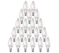 paul russells Small Edison Screw LED Filament Pearl Frosted Candle E14 Light, 25w Equivalent Replacement 2.5W 250LM 2700K Warm White C35 Bulbs, Ceiling Fittings Chandelier Energy Saving, Pack of 20